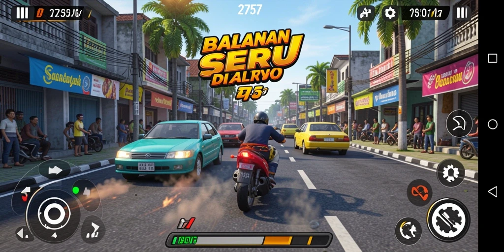 Tampilan utama gameplay Racing di 2757 yang penuh aksi.
