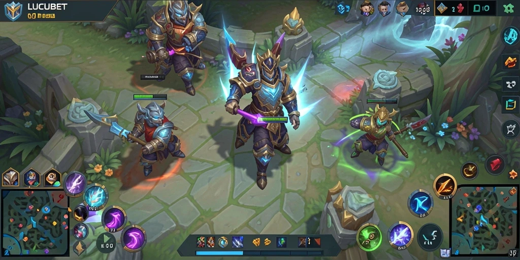 Screenshot gameplay dinamis dalam permainan MOBA LUCUBET.