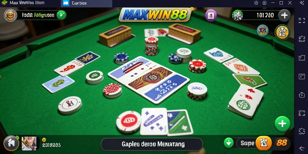 Tampilan gameplay seru dari MAXWIN88 dalam pertandingan Gaple.