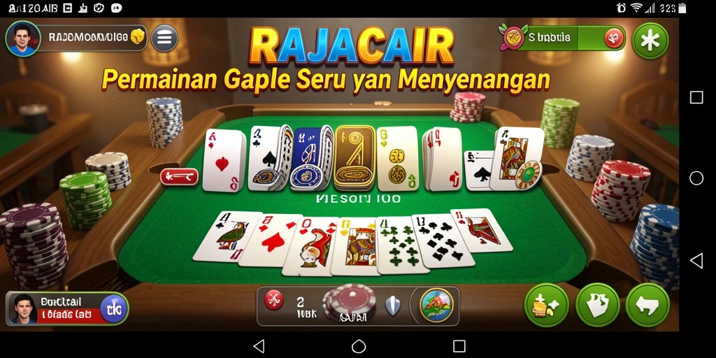 Tampilan gameplay seru pada aplikasi RAJACAIR dengan suasana permainan Gaple.