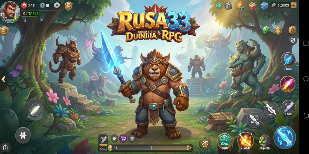 Screenshot gameplay RUSA33 menampilkan pertempuran seru dan eksplorasi dunia RPG.