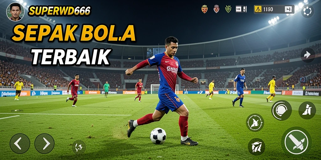 Tampilan gameplay SUPERWD666 dengan aksi sepak bola yang mendebarkan.